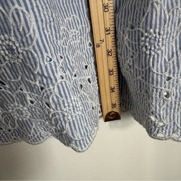 Soma 100% Cotton Embroidered Sleep Dress Striped Size M Cottage Core Floral - Picture 8 of 9